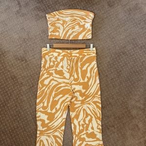 H&M Matching Set Strapless Top & High Waist Wide Leg Pants